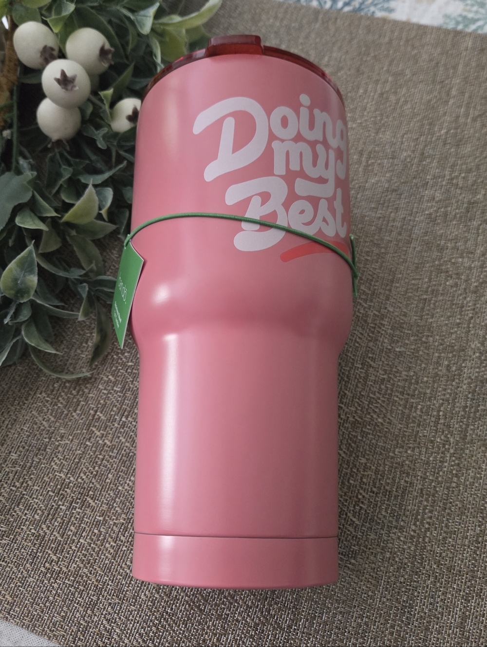 Pink Insulated Tumbler with "Doing My Best" Design - Travel Friendly